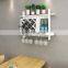 White wall mounted wooden display wine rack for home decoration