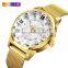 OEM skmei 9166 luxury stainless steel japanese movement golden watch men