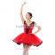 Classic Chinese Red Ballet Performance Tutu Dress With Fashionable Tassel and V Lace Front