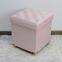 Foldable storage velvet ottoman-Pink