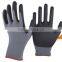 13/15 Gauge Knitted grey nylon and spandex coated black high-technology nitrile foam on palm gloves,black nitrile dots on palm,
