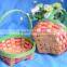 Compact and small round woven wooden picnic basket
