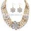 Fashion Statement Necklace Earrings Set Multilayer Rope Chain Heavy flower set Handmade Weaving Necklace set