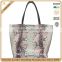CSS668C001 2016 Chinese Manufacturer Made Fashion Ladies Genuine Cowhide Leather Snake/Python Grain Pink Casual Shopper Tote Bag