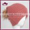 Faux Racoon Fur Pom Poms Acrylic Beanie Winter Cap Knitted Hat For Wholesale