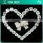 4MM 2MM Rhinesone Heart Ribbon Silver Metal Pin Rhinestone Brooches