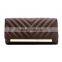 Customized belt wallet trendy style decorative metal and V-stitching flap women credit card wallet