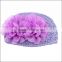 Fashion hot pink Wholesale baby hats flower beanie baby hats