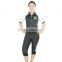 Women short sport jogging suit poplin shiny emb. & print full zipper hooded