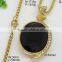 Charming gold chain black oval stone necklace