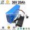High Capacity Rechargeable PVC Case 36v 20ah Li-ion Battery Pack for Electric Scooter Bicycle