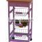 2016 good quality and competitive price wooden kitchen trolley with three metal wire brackets/ceramic tile on top with drawer
