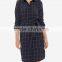 women's plaid shirt dress with Removable self-tie belt