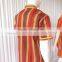 Orange/Red Stripe Sweat Steaming Clothes Elastic Waist Clothes Couples Pajamas Short Sleeve Top+Pants Pajamas for Sauna