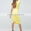2017 Summer Women Sexy Tight Dress Yellow One Sleeve Asymmetric Midi Dress HSm9161