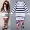 Baby girls punjabi suits designs boutique children clothing long sleeve tshirt and floral pants 2 pieces set for autumn 2016