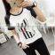 Short Sleeve T-shirt Girl 2017 Summer New Women's Clothing Collar Loose Half Sleeve