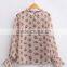 Runwaylover EY2344B Hot Sale 2017 Women Fashion Sleeve Fold Printed Chiffon Blouse