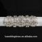 LB0003 Quality fabric best handmade High end appliqued pearl and rhinestone strip for wedding belt 2015