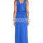 CHEFON Split v ankle length jersey knit maxi dress