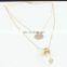 Gold Quartz Pendant Necklace Large Disc Necklace Monogram