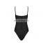 2017 Fashion Women Sexy Black Side Lace Up High Cut Thong One Piece Bikini Swimwear