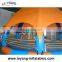 0.9mm PVC tarpaulin 8m inflatable pool with tent and with two trampoline for amusement park