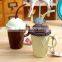 Creative ice cream ceramic cup mug cup with straw The milk cup