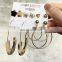 Hot sell fashion geometric circle star moon heart alloy stud earrings suit for girls and women