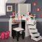 Wholesale Corner wooden furniture dressing table with Lights and Mirror