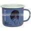 Custom promotional 12oz capacity blue enamel coffee printing decal enamel mug with decal printing