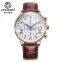 OCHSTIN GQ050C Genuine Leather Luxury Calendar Chronograph 6 Pins Analog Quartz Men Brown Wrist Watch