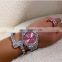 Hip Hop Women Bling Luxury Wrist Watch Full Iced Out Quartz Female Watch Smaller Size Bling Watches bangle set