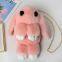 013New faux rabbit hair crossbody bag, plush animal backpack Faux rabbit hair crossbody shoulder for school girls