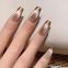 Foreign trade fake nails wear nail flowers detachable nail art tips rose short almond type nail tips SUQH