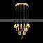 Modern large ceiling round luxury natural stone rocks quartz crystal chandelier