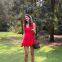 INS moda femenina famosa en Internet con sentido de dise?o, vestido sin mangas con toque francés rojo y estilo 