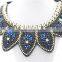 Giant blue necklace fashion crystal jewelry necklace gold chain bead necklace