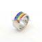 wholesale custom colorful silver jewelry stainless steel mens stone rings