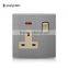 China New Products Golden Stainless Steel 13A UK Outlet Wall Light Electric Switch Socket