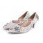 Popular women peal dress shoes brand factory crystal women low heel shoes women wedding slippers