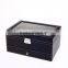 Clad PU Leather,Wood Boxes & Cases Material Multi-function 12 Slots Leather Watch Storage Box With Drawer