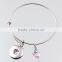 Newest Adjustable Wire Bangle Bracelet Rhinestone Pink Ribbon Snap Charm Bangle Bracelet