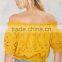 2016 OEM Service Cute Summer Yellow Off Shoulder Cotton Tops