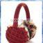 red knit fashion earmuff warm with leopard print plush lining