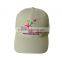 6 panel beige color embroidery baseball cap