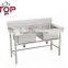stainless steel square bench of double bowl kitchen sink