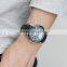 Fashion Stainless Steel Case Black Genuine Leather Strap Male Men Wrist Quartz Watch