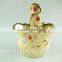 electroplated gold ceramic flower basket with pearl decoration, hanging ceramic flower pot wholesale