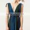 Long Weddings Bridesmaid Ball Gown Dresses Evening Long Pleated Front and Back V-neck Summer Dresses HSD5045